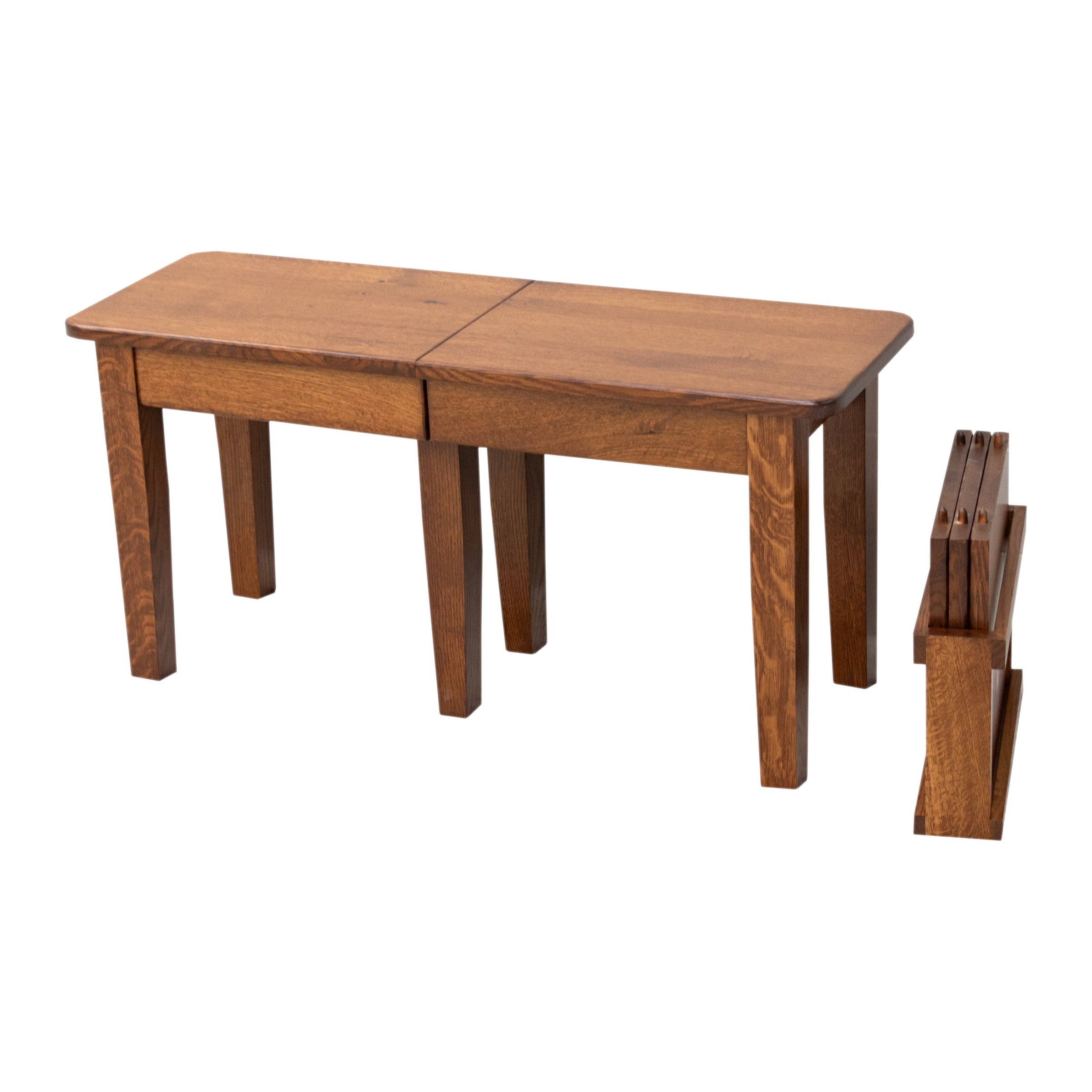 Seattle Shaker Quarter Sawn White Oak Wood Expandable Dining Bench | MC