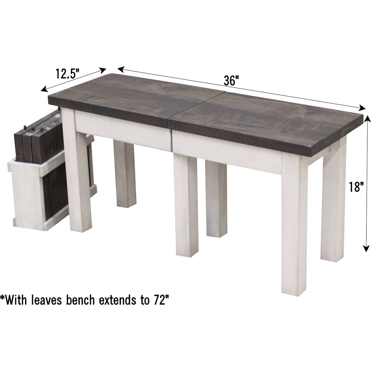 Square Leg White & Wood Expandable Bench | M-AV&GS