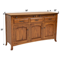 Bismark Oak Wood Buffet - 3-Door | MC