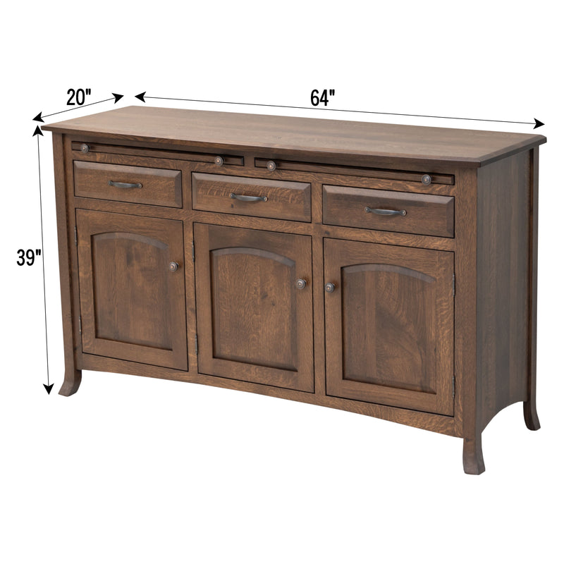 Bismark Quarter Sawn White Oak Wood Buffet - 3-Door | BV