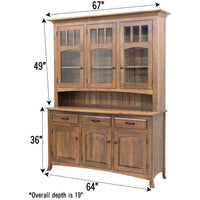 Bismark Oak Wood Hutch, 67" wide | MC
