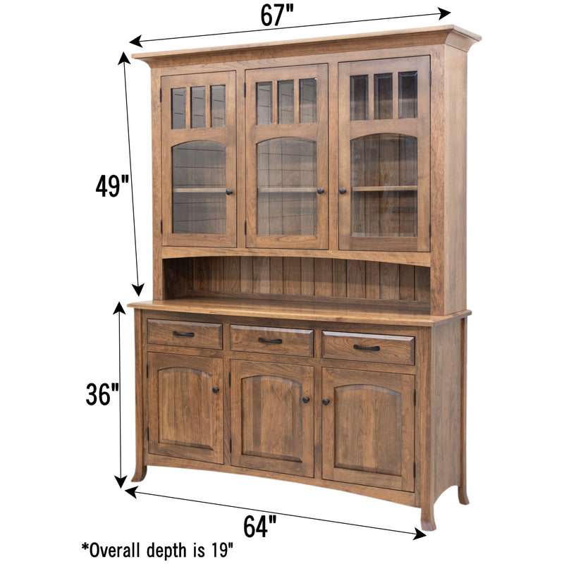 Bismark Oak Wood Hutch, 67" wide | MC