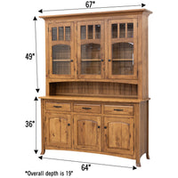 Bismark Hickory Wood Hutch, 67" wide | HC