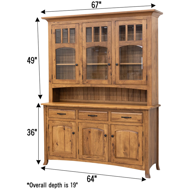 Bismark Hickory Wood Hutch, 67" wide | HC