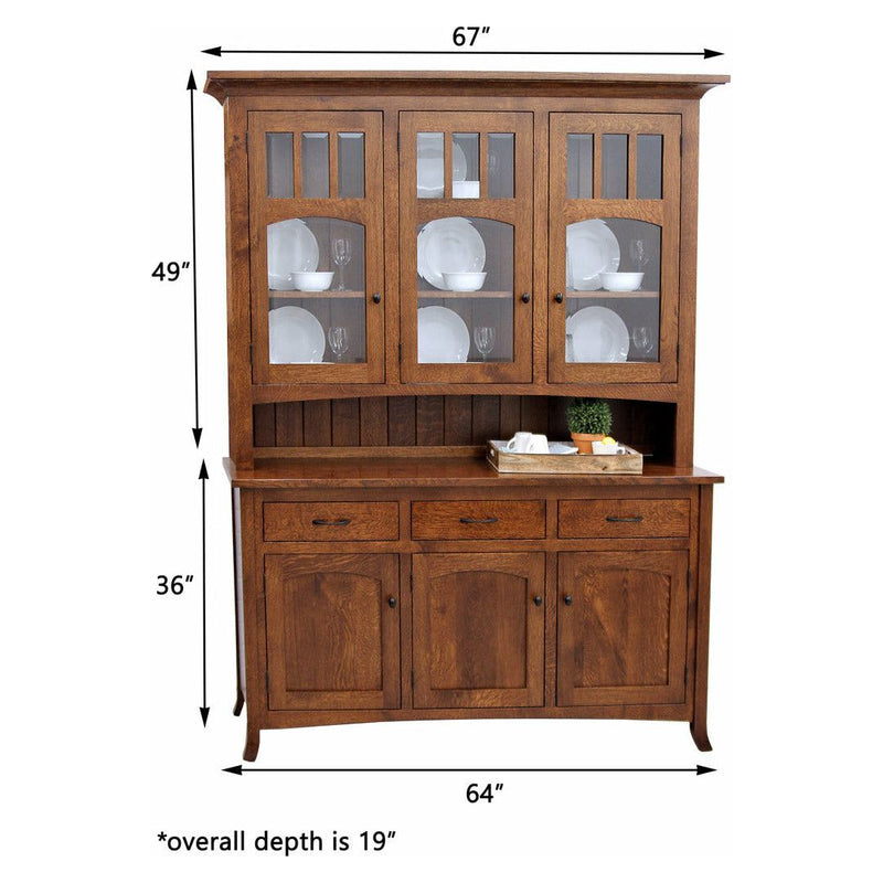 Bismark Quarter Sawn White Oak Wood Hutch, 67" wide | ASB