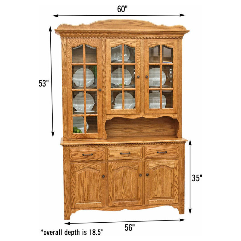 Kensington Oak Wood Hutch - 3-Door | S-14