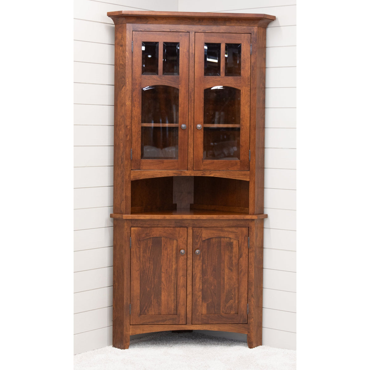 Bismark Cherry Wood Corner Hutch | MC