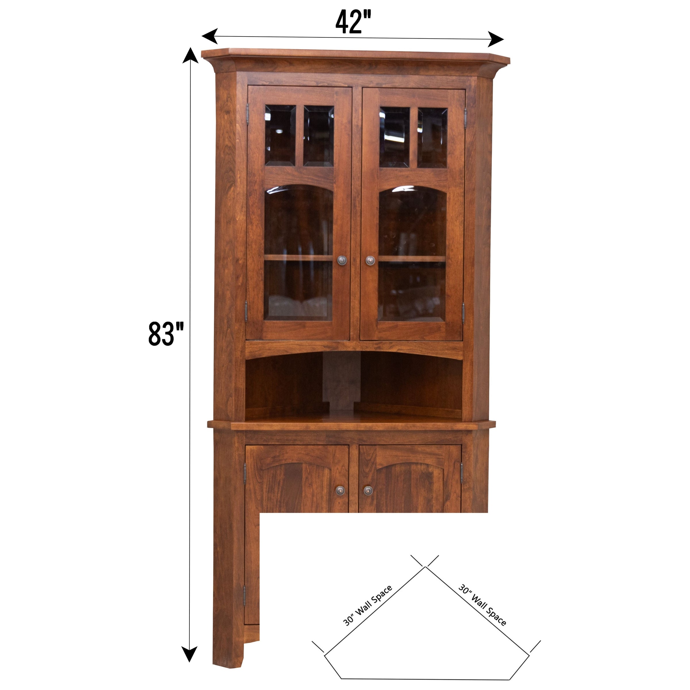 Bismark Oak Wood Corner Hutch | MC