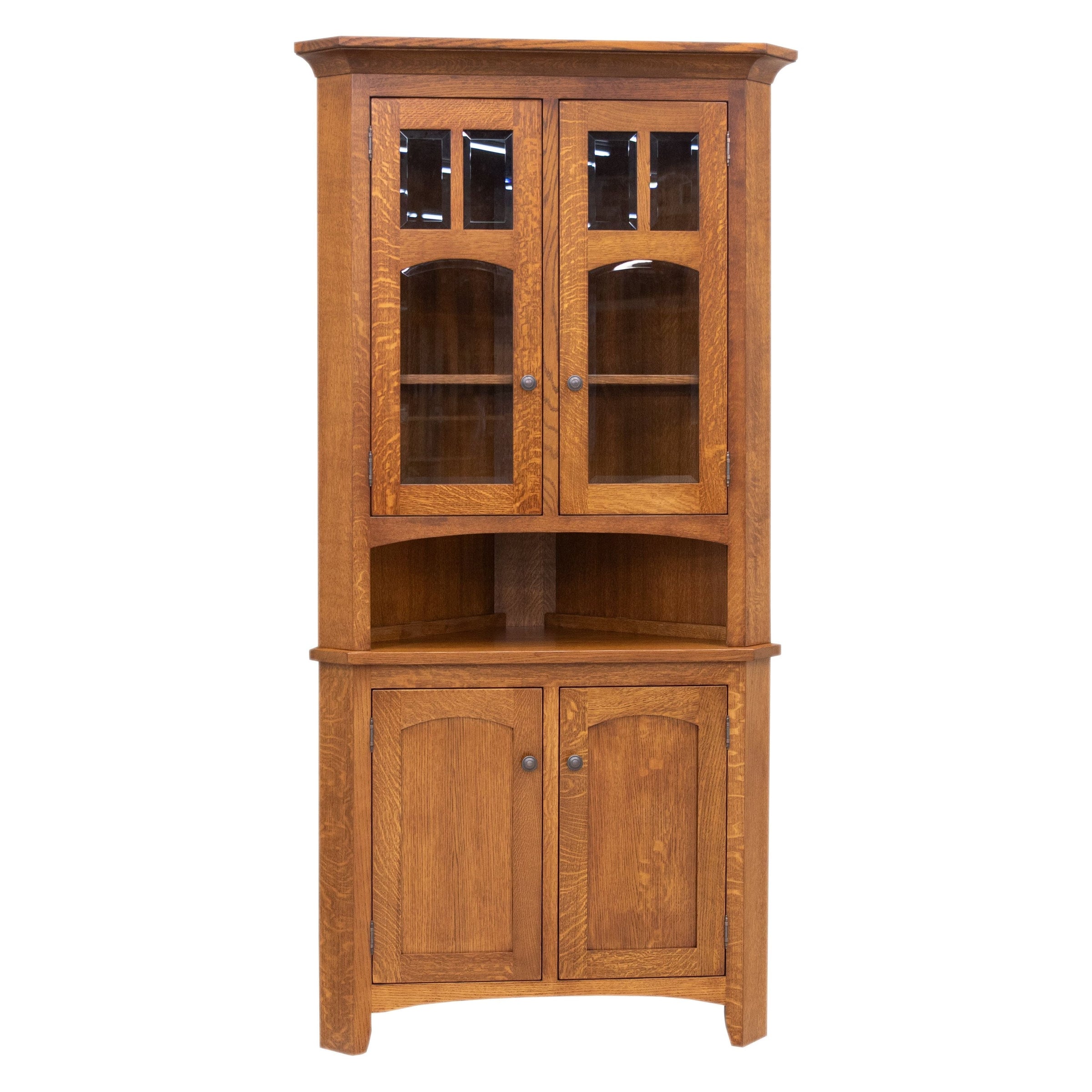 Bismark Quarter Sawn White Oak Wood Corner Hutch | MC