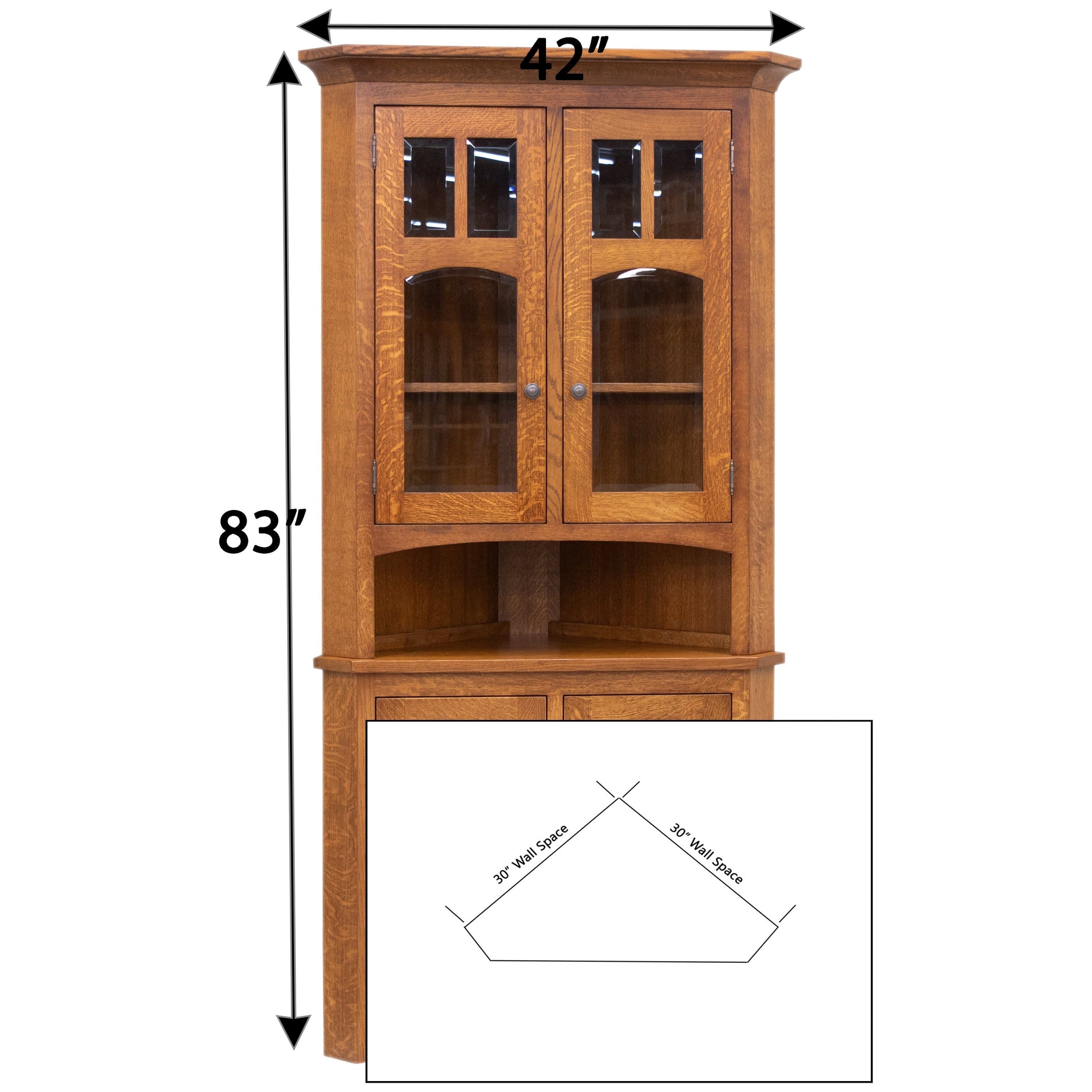 Bismark Quarter Sawn White Oak Wood Corner Hutch | MC