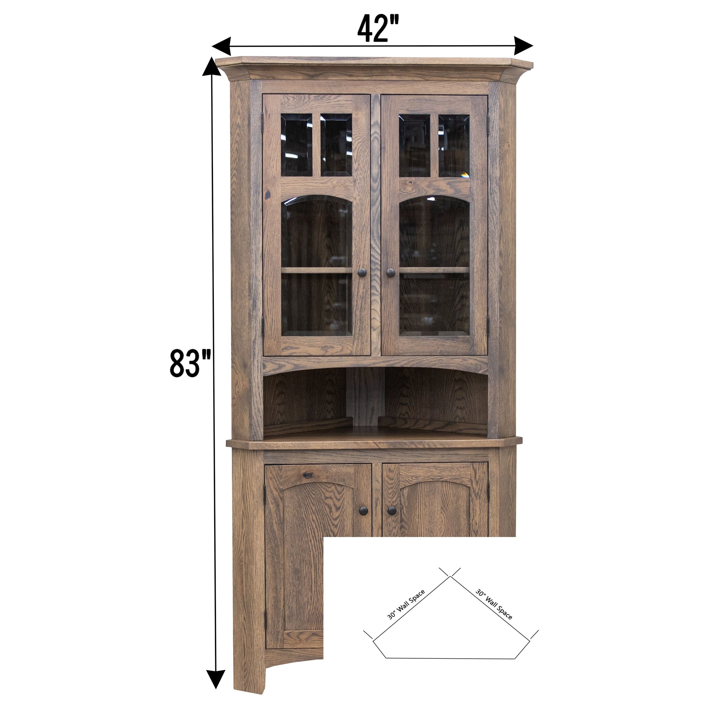 Bismark White Oak Wood Corner Hutch | SB