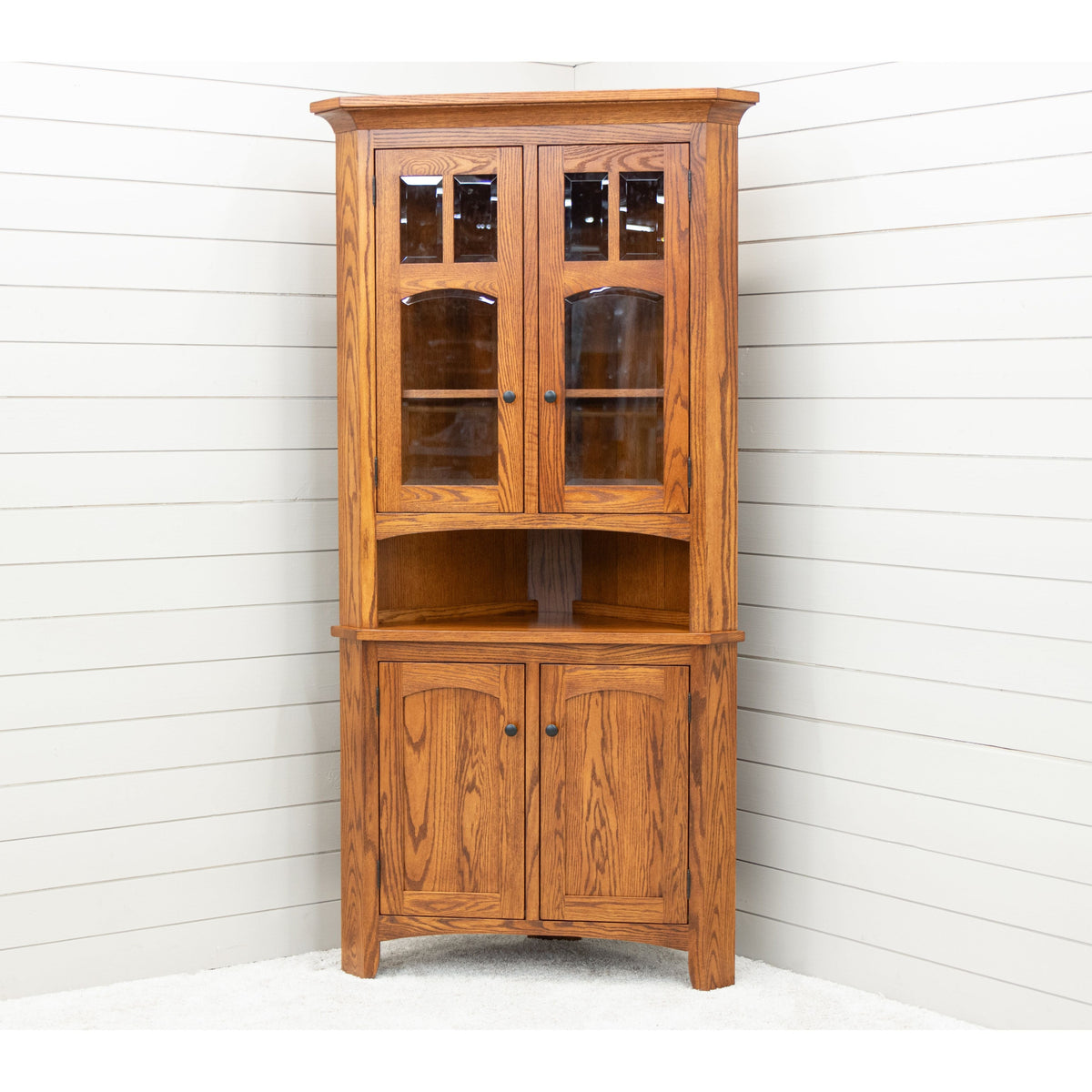 Bismark Oak Wood Corner Hutch | MC