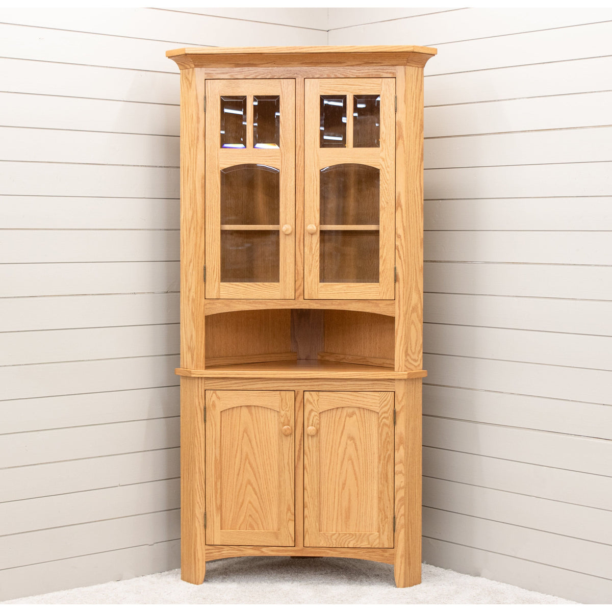 Bismark Oak Wood Corner Hutch | S-2