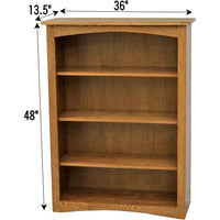 Seattle Solid Oak Wood 48" Bookcase | FW
