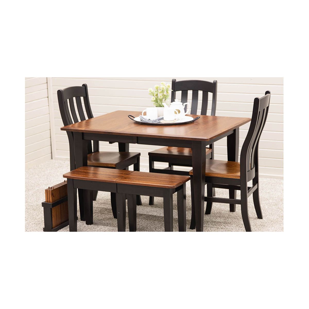 Yoder's Shaker Small Amish Kitchen Table with Black Legs | M-EB&E-MC