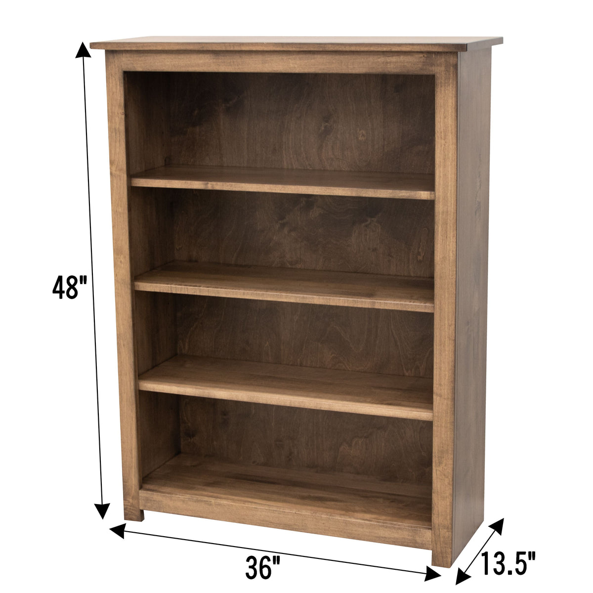 Straight Seattle Solid Maple Wood 48" Bookcase | CO