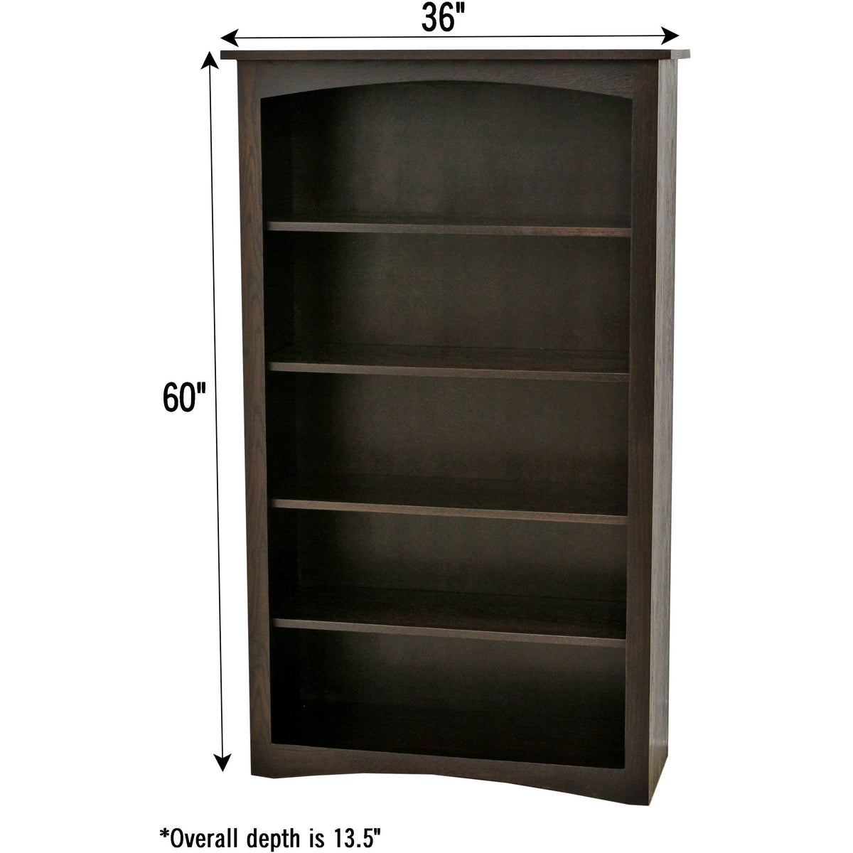 Seattle Solid Oak Wood 60" Bookcase | EB