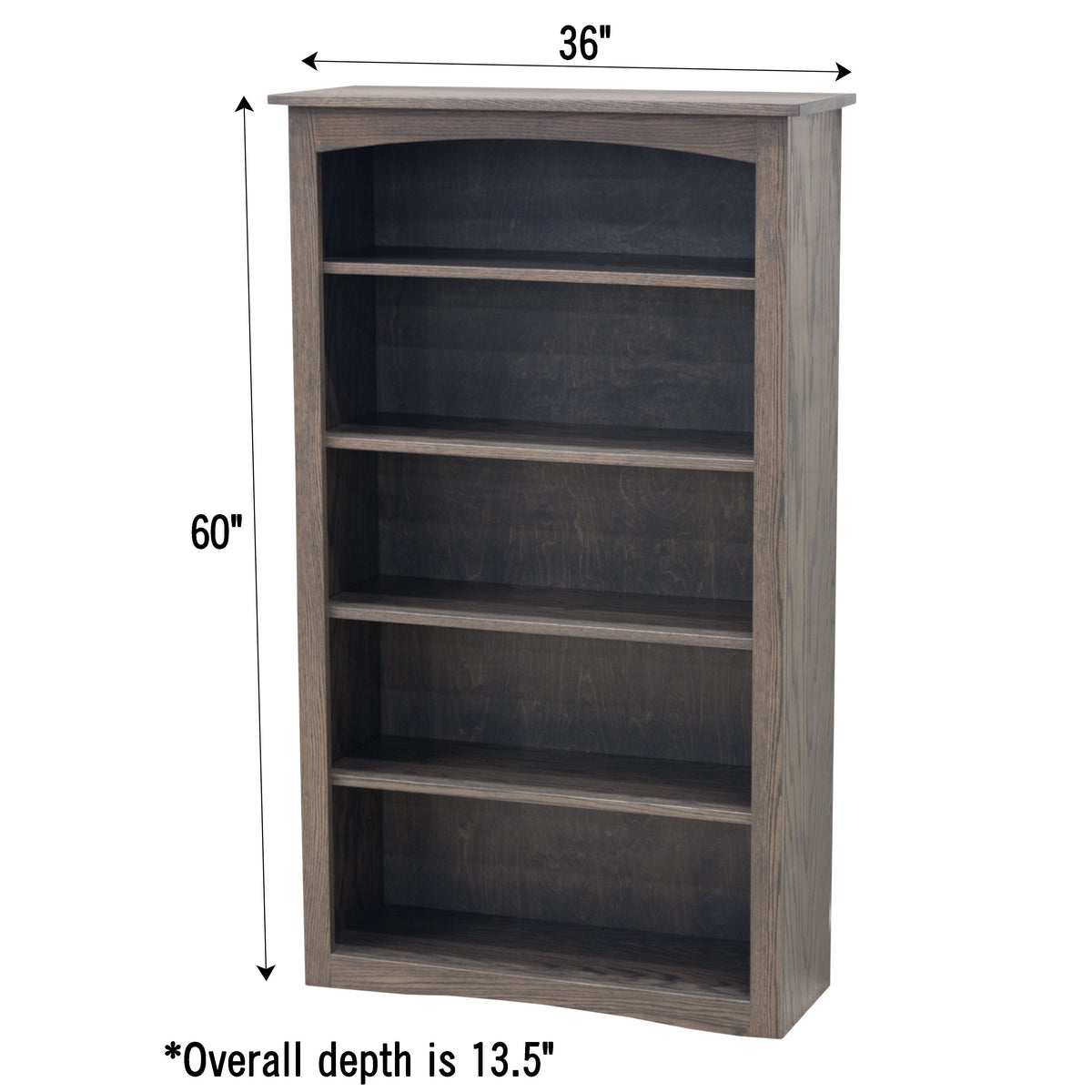 Seattle Solid Oak Wood 60" Bookcase | SB