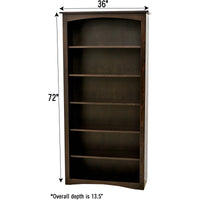 Seattle Solid Oak Wood 72" Bookcase | EB