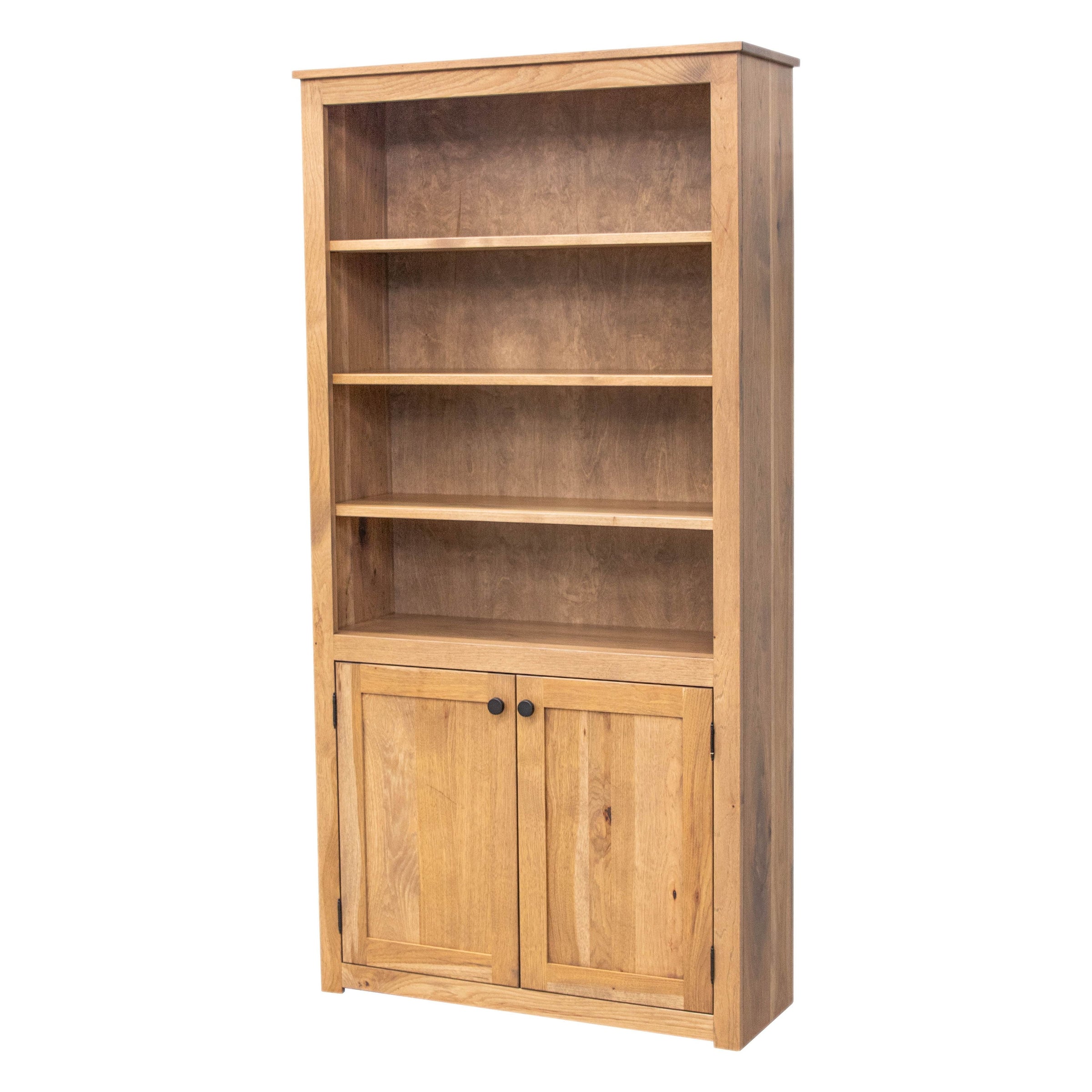 Straight Seattle Solid Hickory Wood 72" Bookcase with Doors | WB