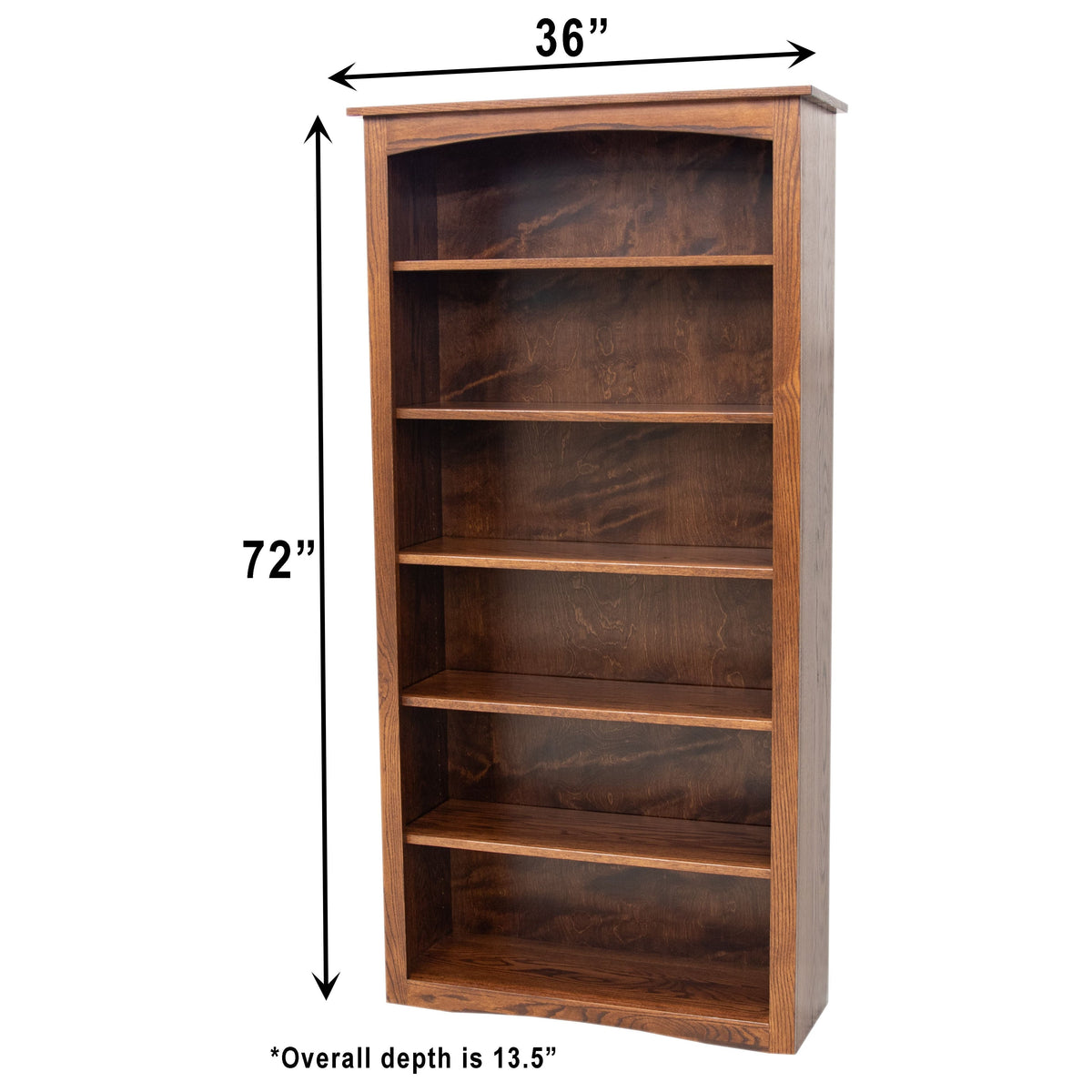 Seattle Solid Oak Wood 72" Bookcase | ASB
