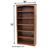 Seattle Solid Oak Wood 72" Bookcase | S-14