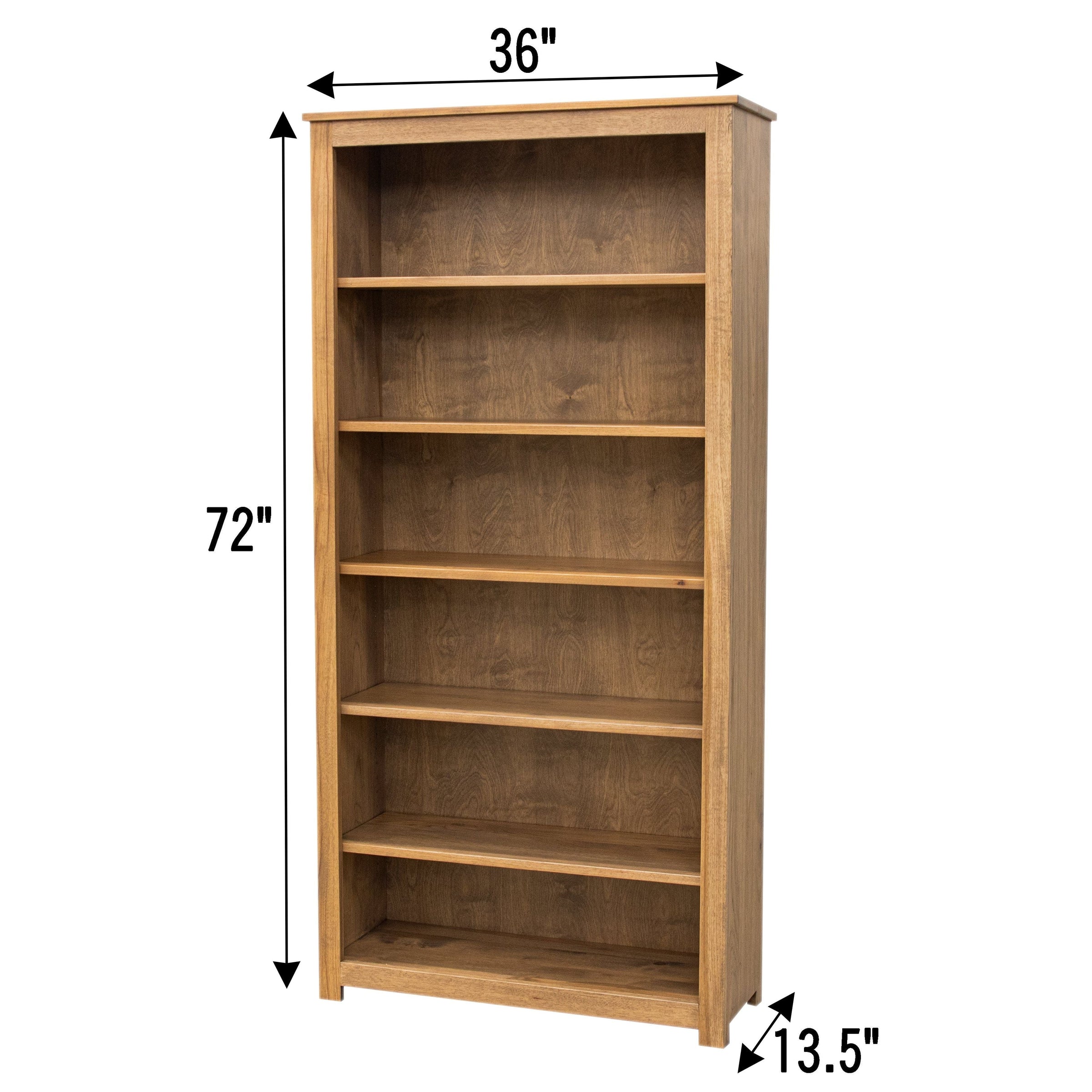 Straight Seattle Solid Hickory Wood 72" Bookcase | WB