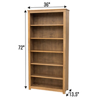Straight Seattle Solid Hickory Wood 72" Bookcase | CO