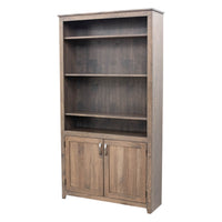 Straight Seattle Solid Quarter Sawn White Oak Wood 72" Bookcase with Doors | SB