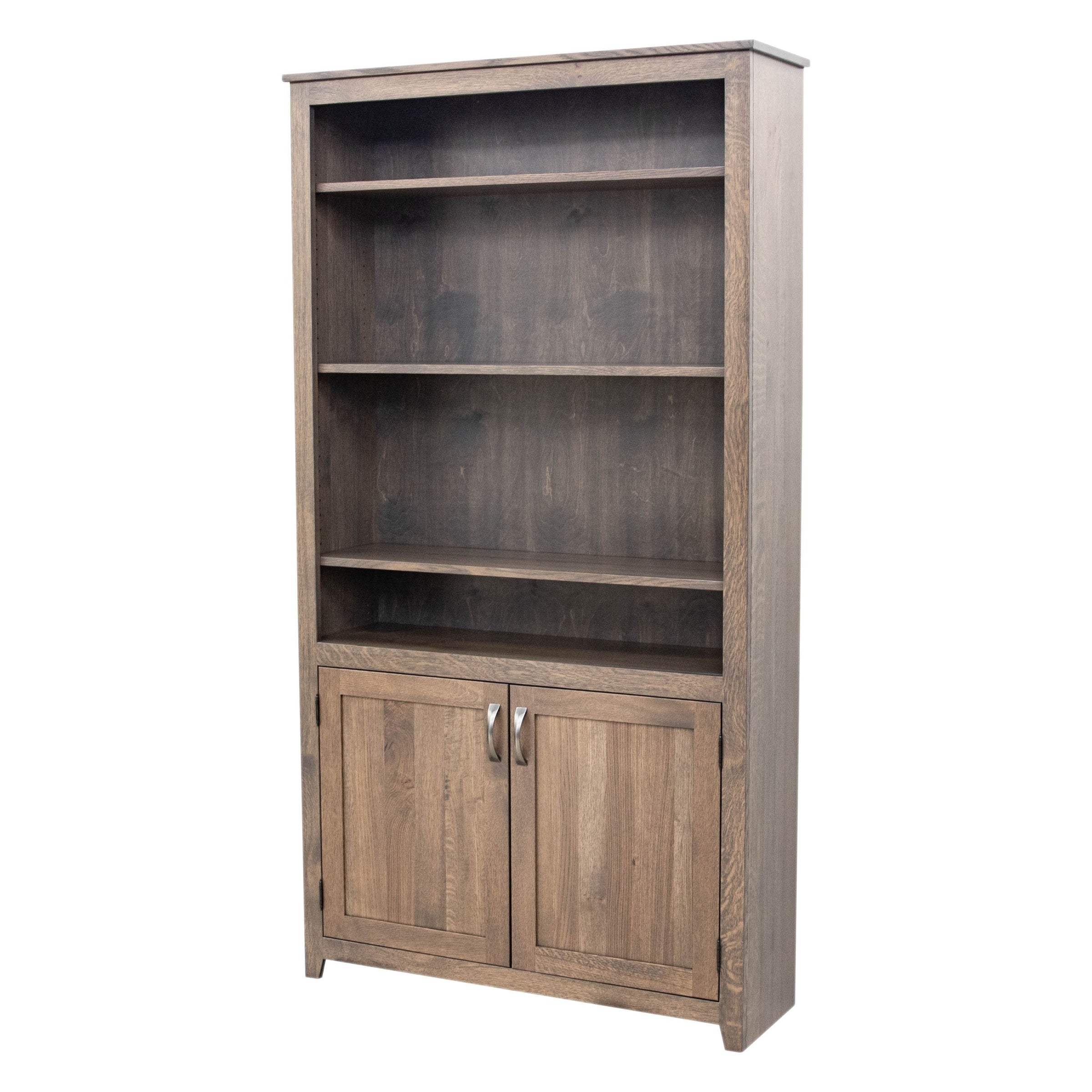 Straight Seattle Solid Quarter Sawn White Oak Wood 72" Bookcase with Doors | SB