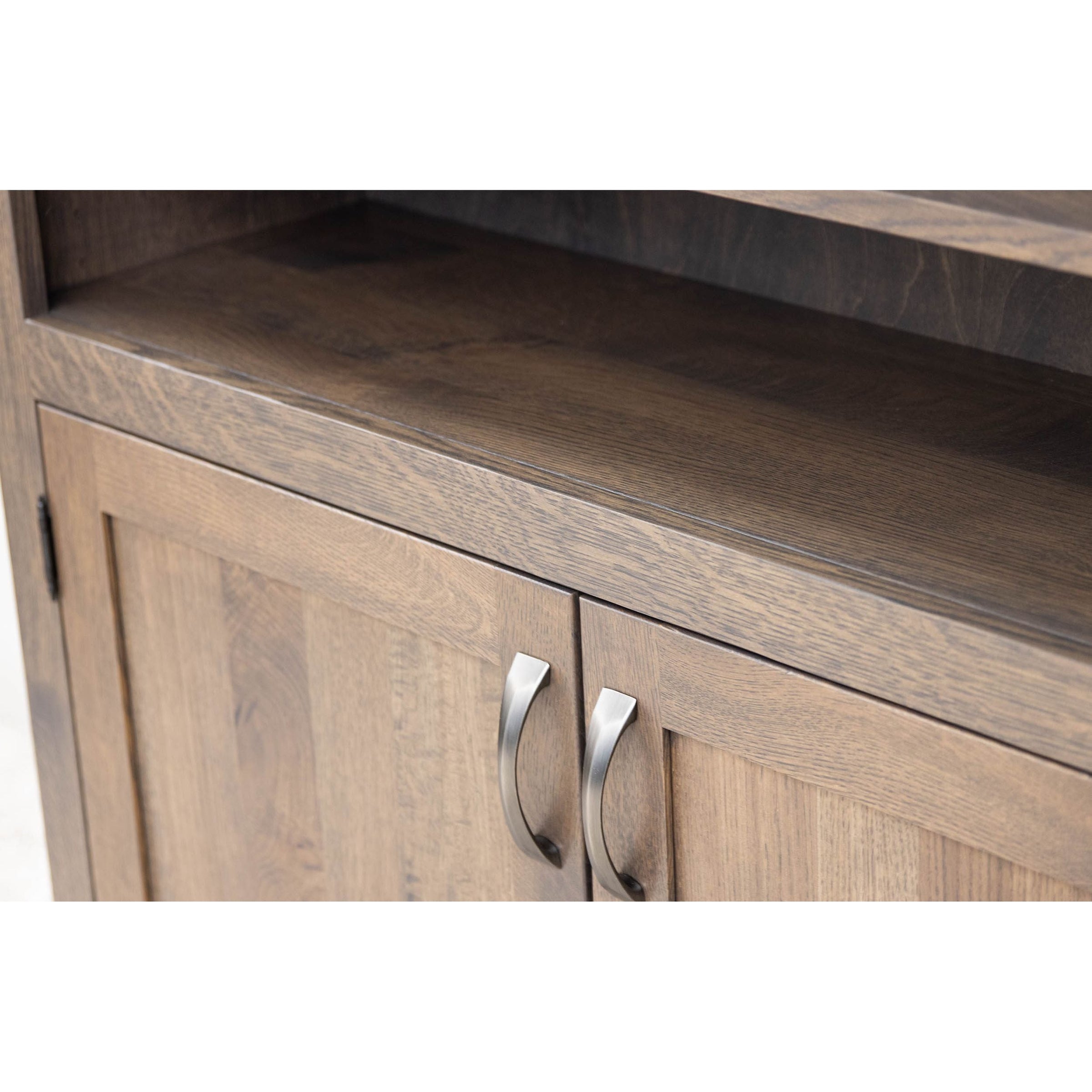 Straight Seattle Solid Quarter Sawn White Oak Wood 72" Bookcase with Doors | SB
