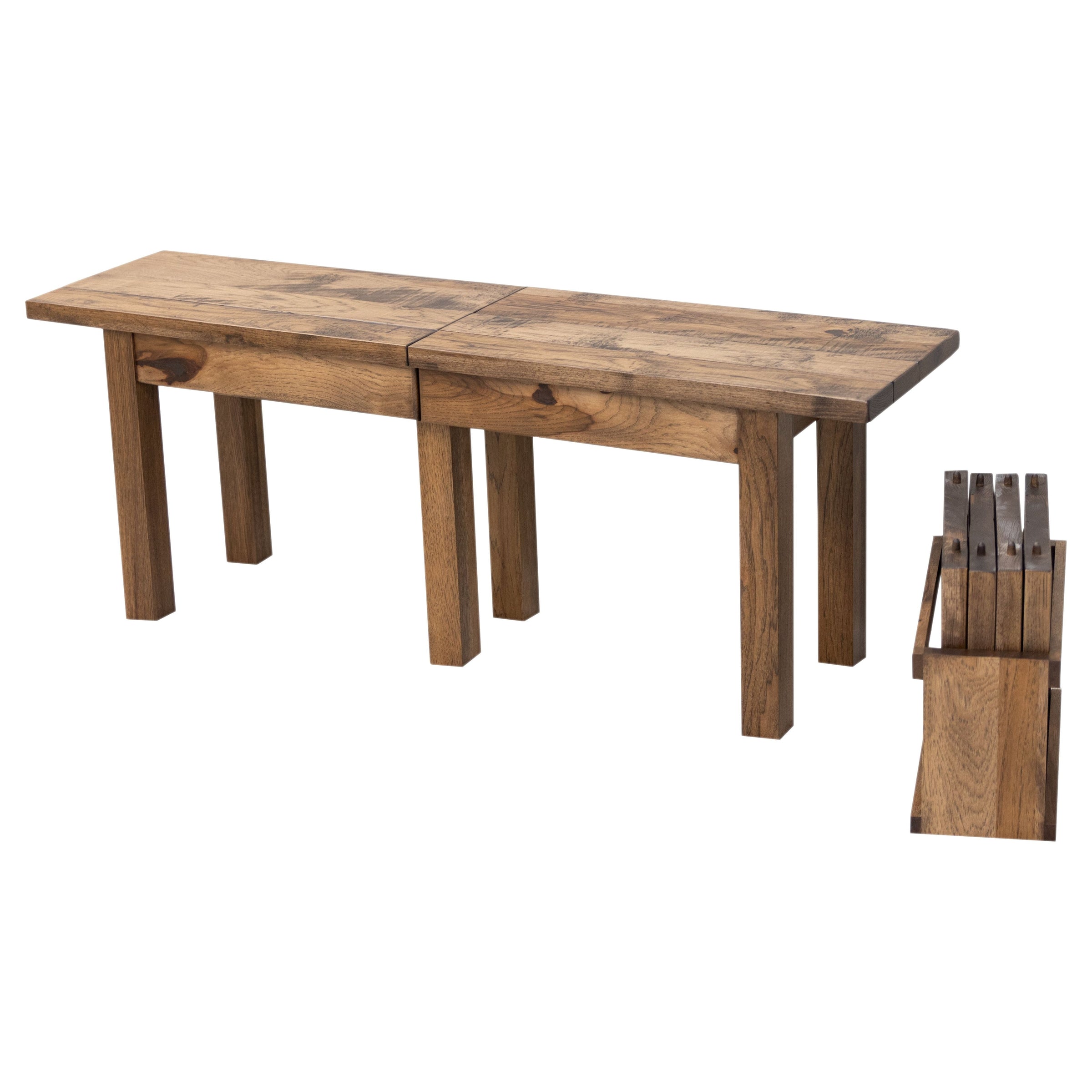 Square Leg Hickory Wood Expandable Dining Bench | CO
