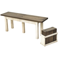 Square Leg White & Wood Expandable Dining Bench | M-CS&DCD