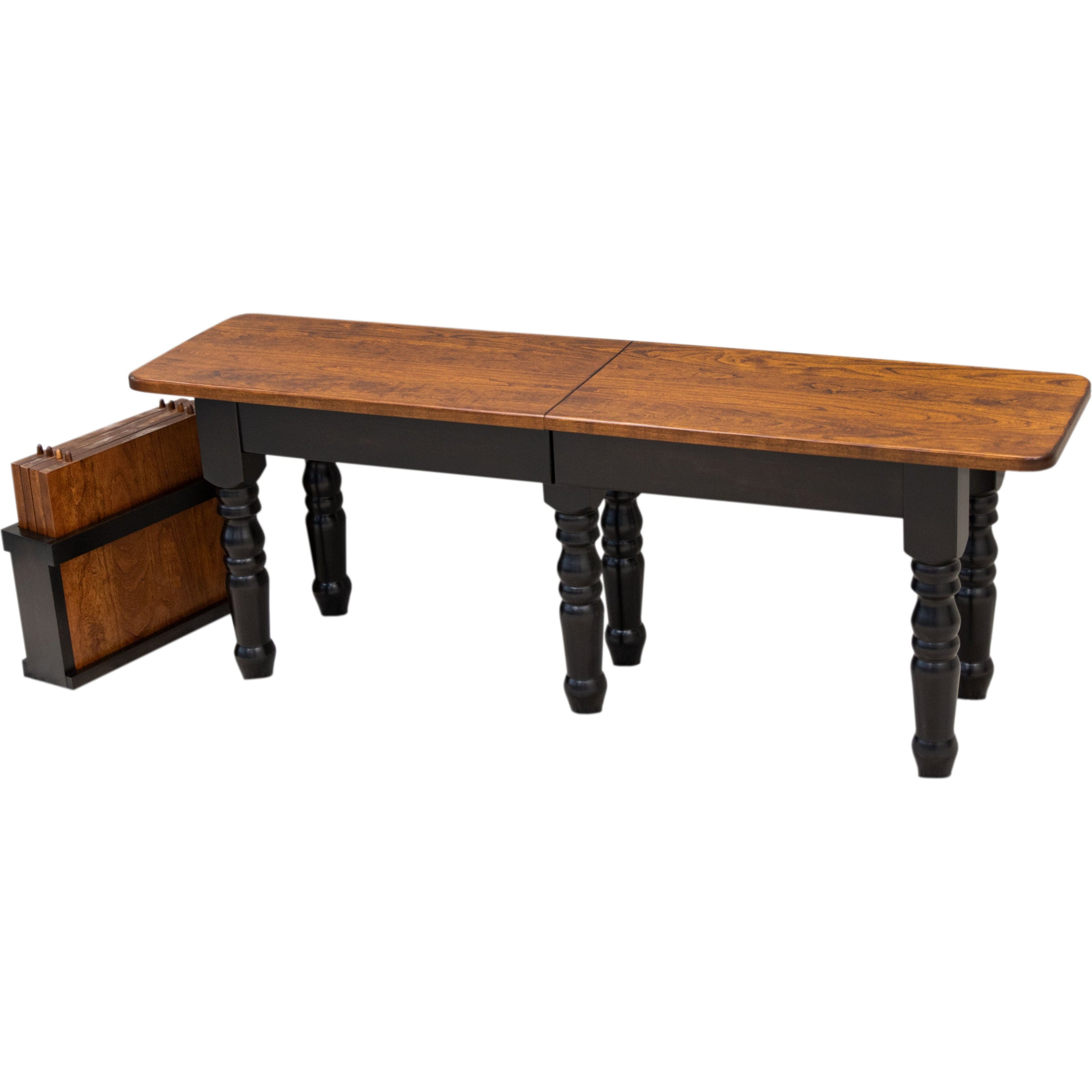Temple Leg Black & Wood Expandable Dining Bench | M-EB&C-MC