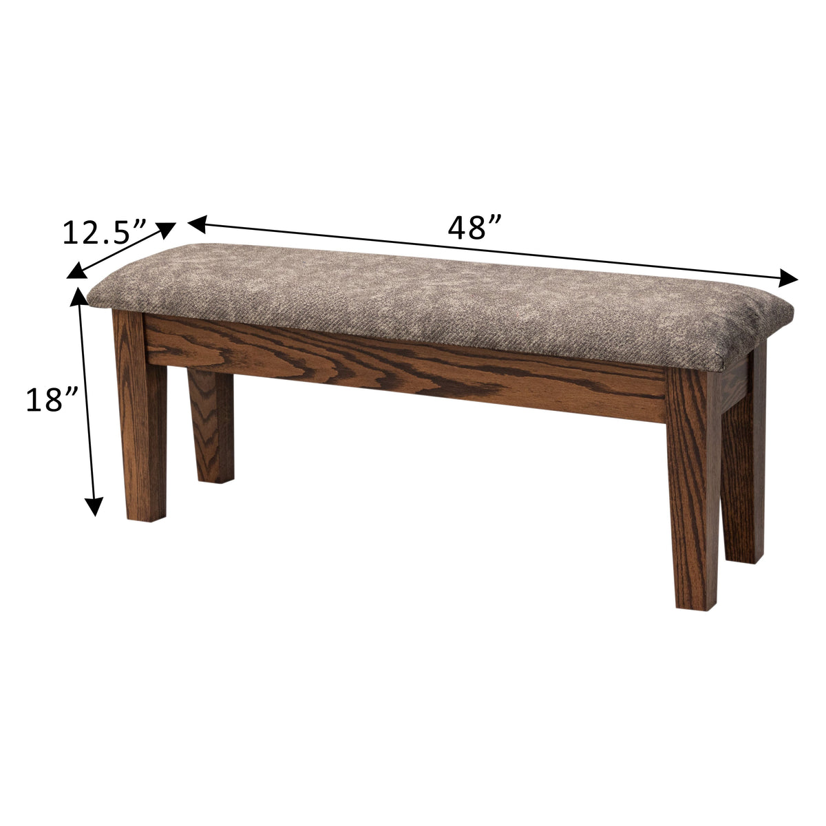 48" Amish Oak Classic Heavy Leg Bench O-ASB