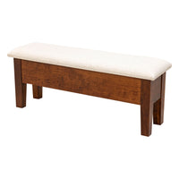 48" Cherry Wood Upholstered Hearty Shaker Heavy Leg Bench with Storage | MC