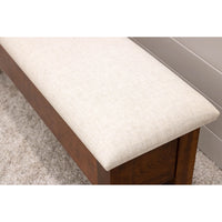 48" Cherry Wood Upholstered Hearty Shaker Heavy Leg Bench with Storage | MC
