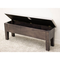 48" Cherry Wood Upholstered Hearty Shaker Heavy Leg Bench with Storage | MC