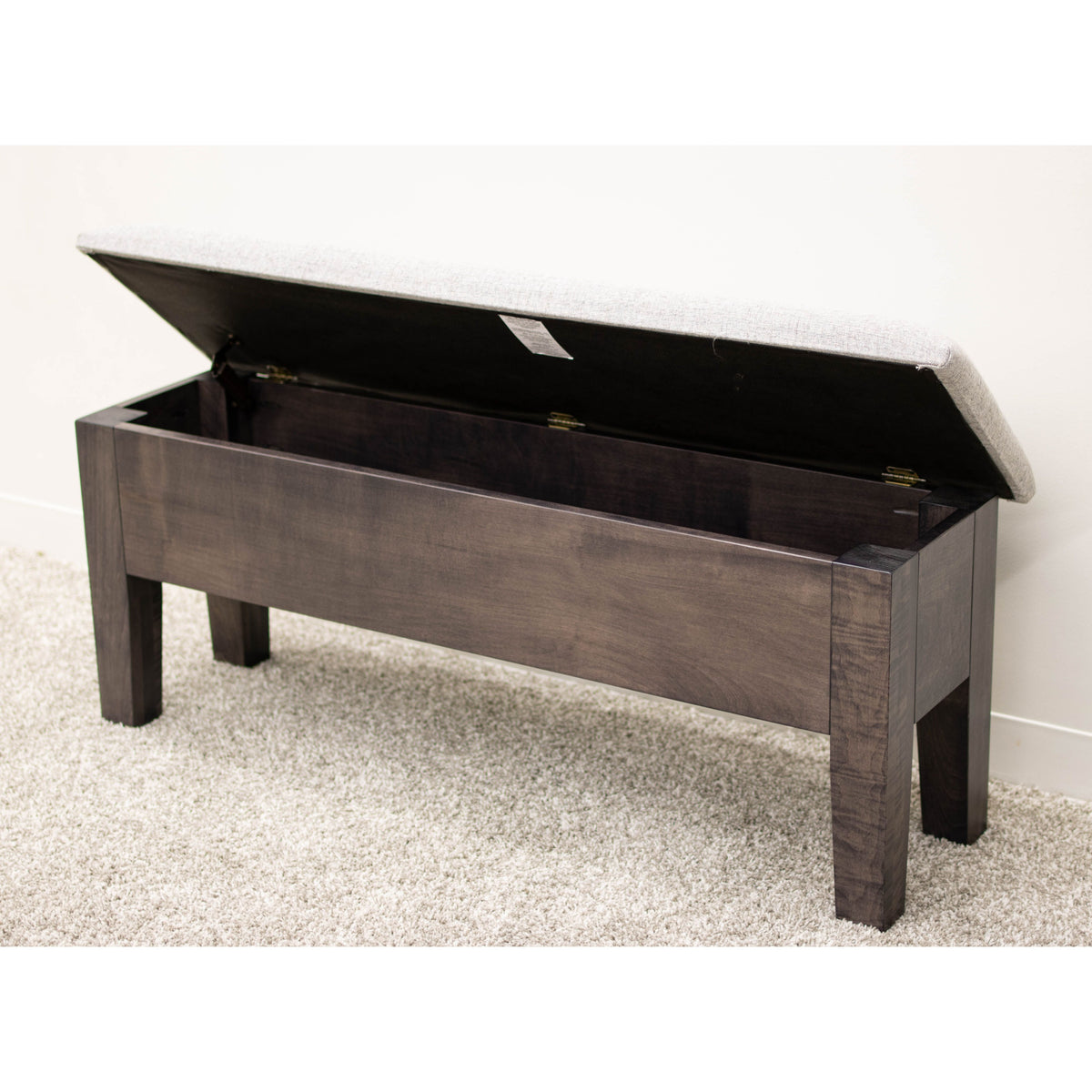 48" Cherry Wood Upholstered Hearty Shaker Heavy Leg Bench with Storage | MC