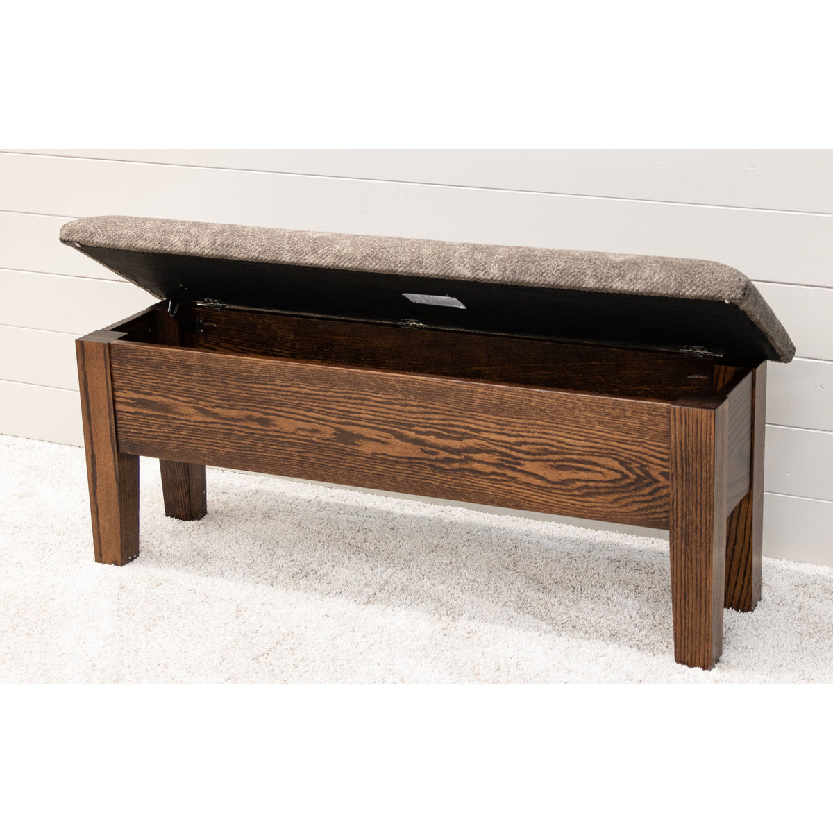 48" Amish Oak Classic Heavy Leg Bench with Storage O-ASB
