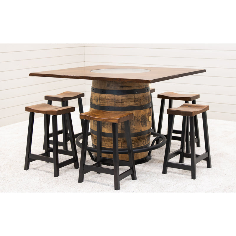 Rectangle Whiskey Personalized Rustic Quarter Sawn White Oak Wood Single Barrel Pub Table | GB