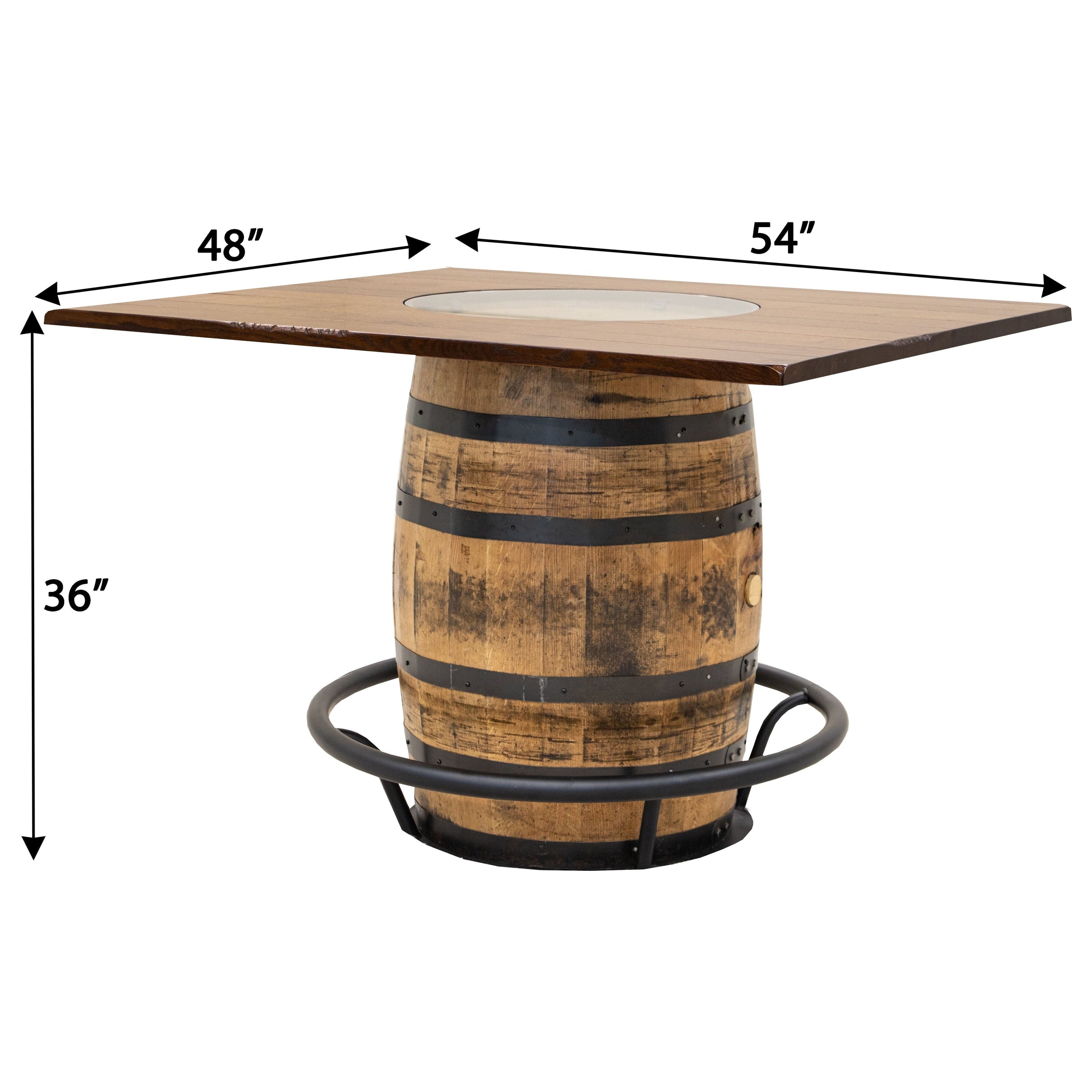 Rectangle Whiskey Personalized Rustic Quarter Sawn White Oak Wood Single Barrel Pub Table | GB