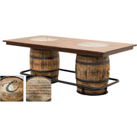Whiskey Personalized Rustic Quarter Sawn White Oak Double Barrel Pub Table | GB