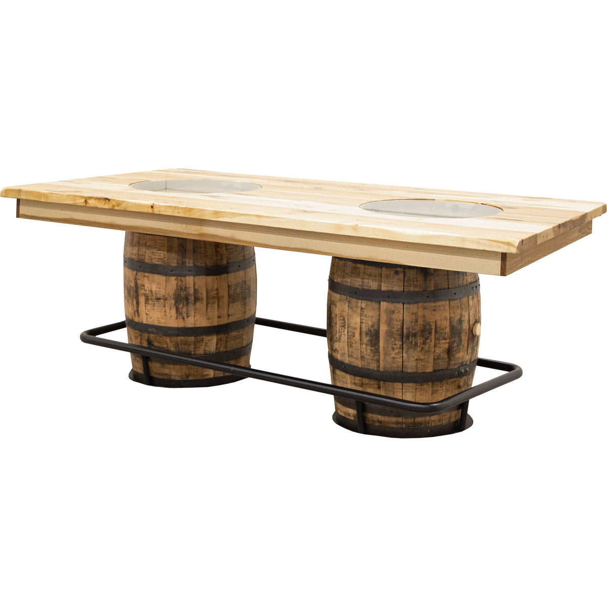 Whiskey Personalized Rustic Hickory Double Barrel Pub Table | NAT