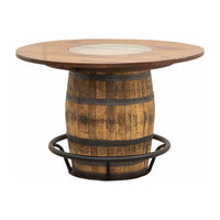 Amish Whiskey Personalized Rustic Quarter Sawn White Oak Wood Single Barrel Pub Table | GB