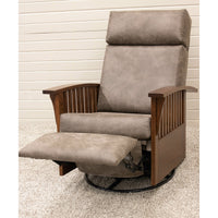 Amish Mission Swivel Glider Recliner with Wood Arms