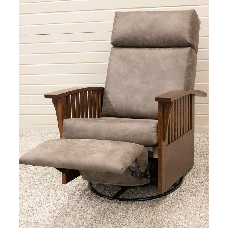 Amish Mission Swivel Glider Recliner with Wood Arms