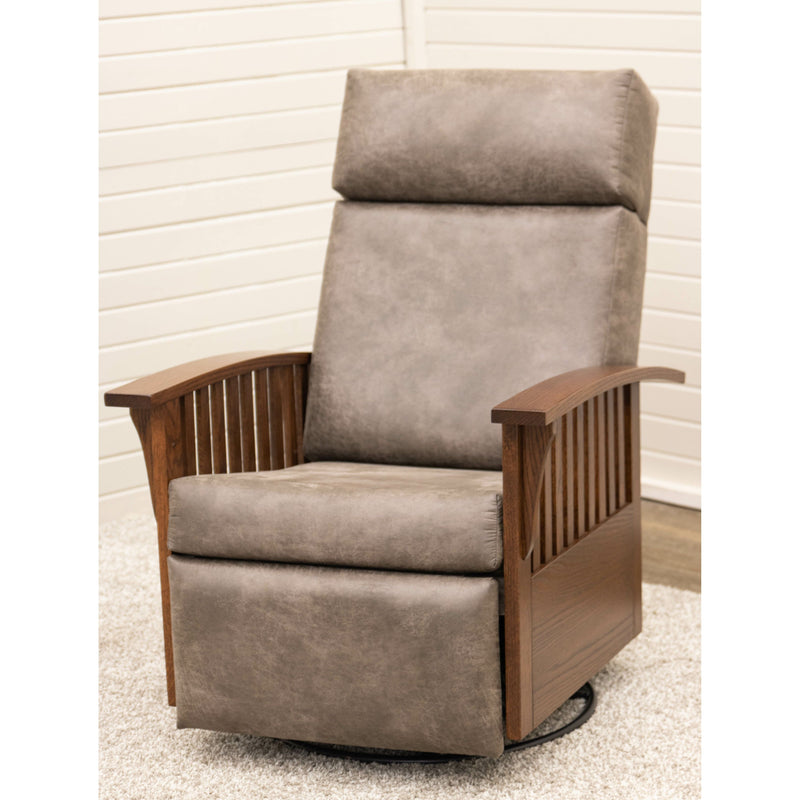 Amish Mission Swivel Glider Recliner with Wood Arms
