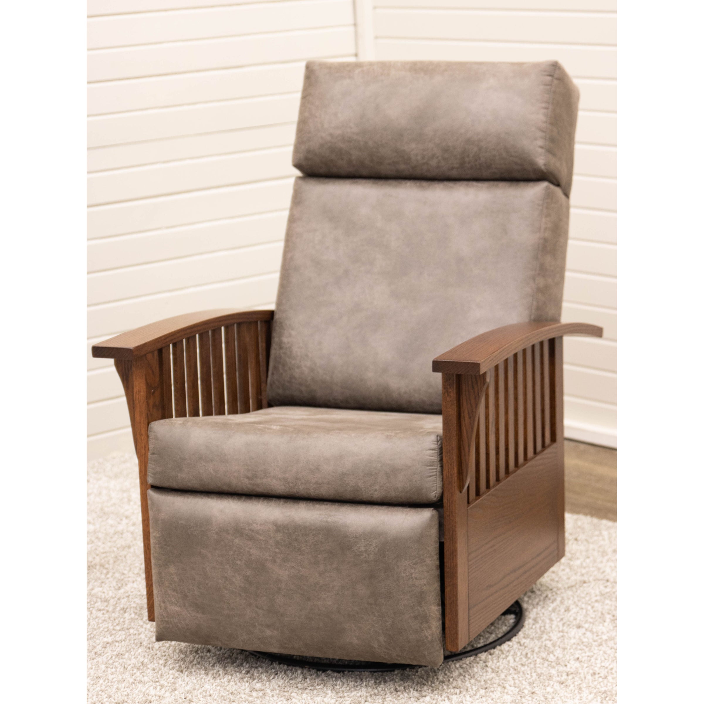 Amish Mission Swivel Glider Recliner with Wood Arms | 1072-B