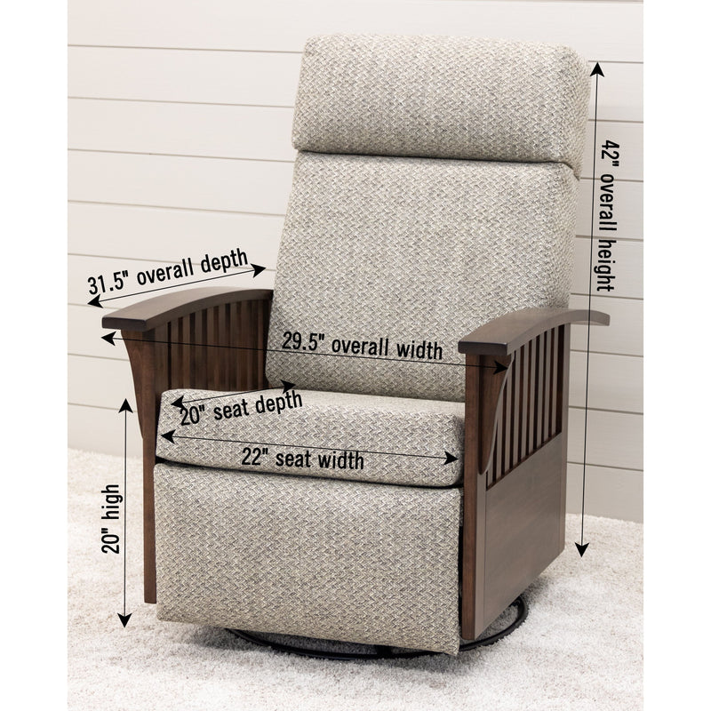 Amish Mission Swivel Glider Recliner with Wood Arms